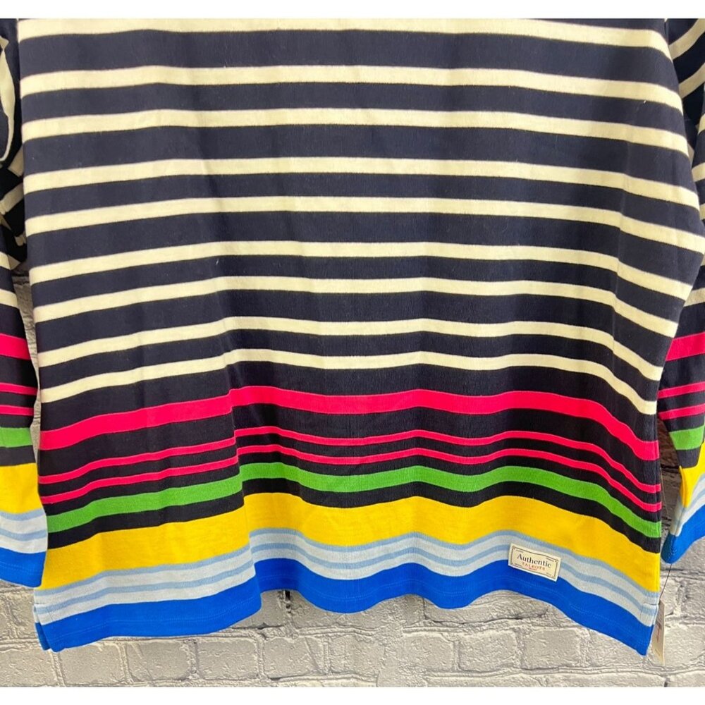 Talbots Womens Multicolor Striped Boatneck Cotton Top Size 2X NWT - Picture 3 of 9